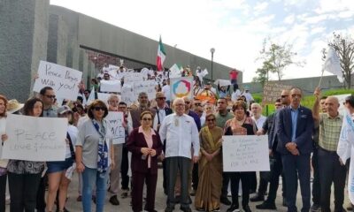 Premios Nobel de la Paz encabezaron marcha en Monterrey por la armonía y la no violencia, en el marco de su cumbre internacional.