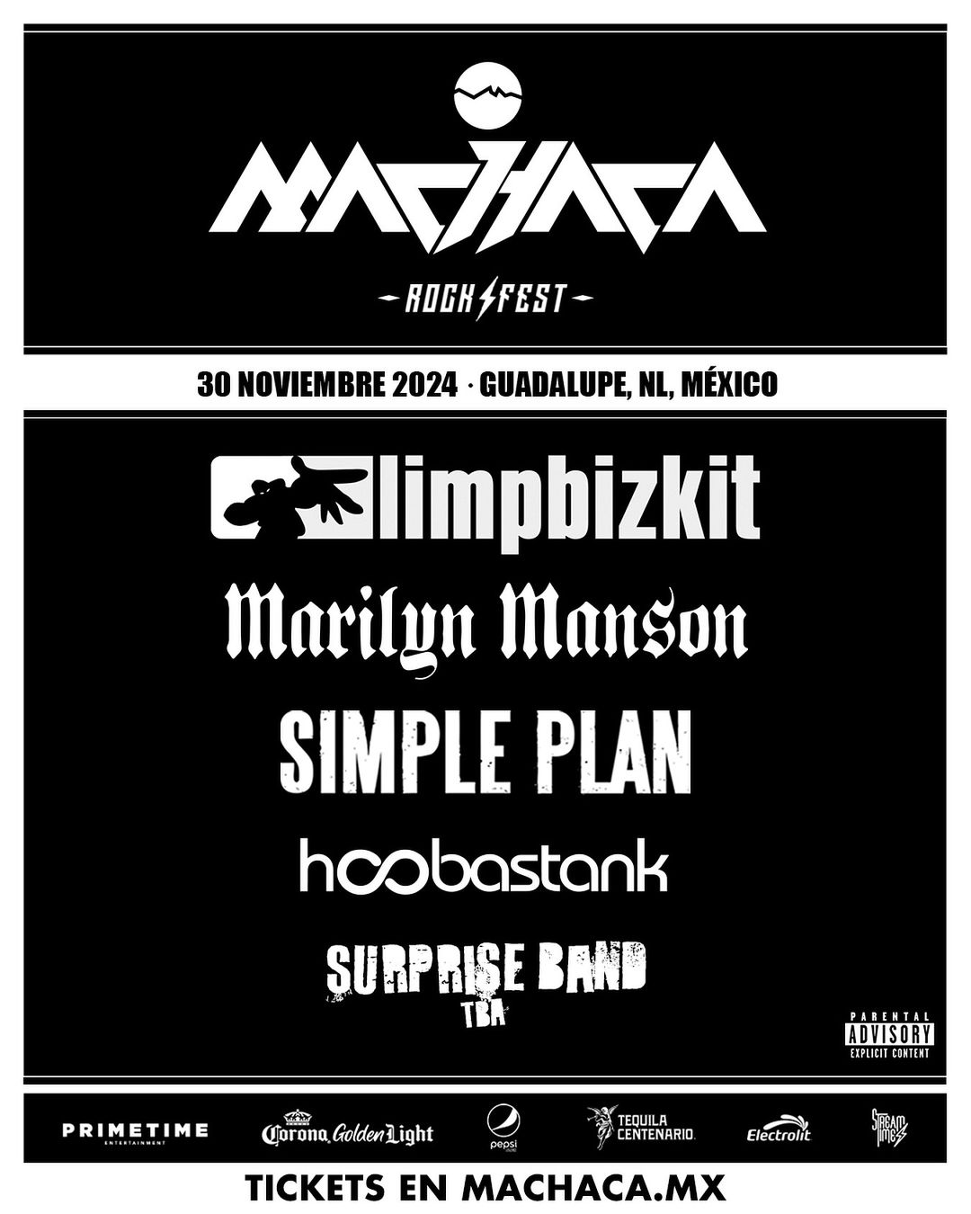 En el Machaca 2024 Limp Bizkit, Marilyn Manson, Simple Plan y Hoobastank encabezarán el evento el próximo 30 de noviembre en la Expo Guadalupe