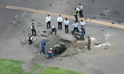 Una bomba de la Segunda Guerra Mundial explotó en el aeropuerto de Miyazaki, Japón, sin heridos, pero causó la cancelación de 80 vuelos.