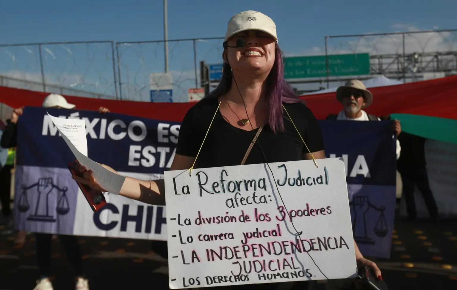 La manifestación fue en el Puente Internacional Córdova-Américas, que conecta Ciudad Juárez con El Paso, Texas.