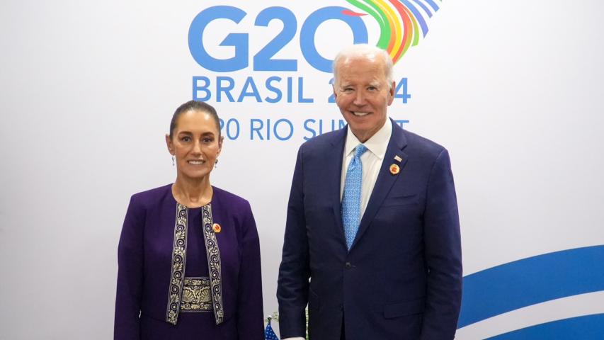 Biden y Sheinbaum se reúnen en el G20 para fortalecer la cooperación bilateral en migración, seguridad y economía.