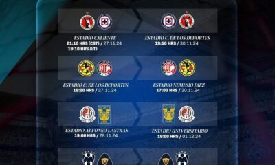 Definen horarios para los Cuartos de Final del Apertura 2024; partidos de ida inician el 27 de noviembre y las vueltas concluyen el 1 de diciembre.