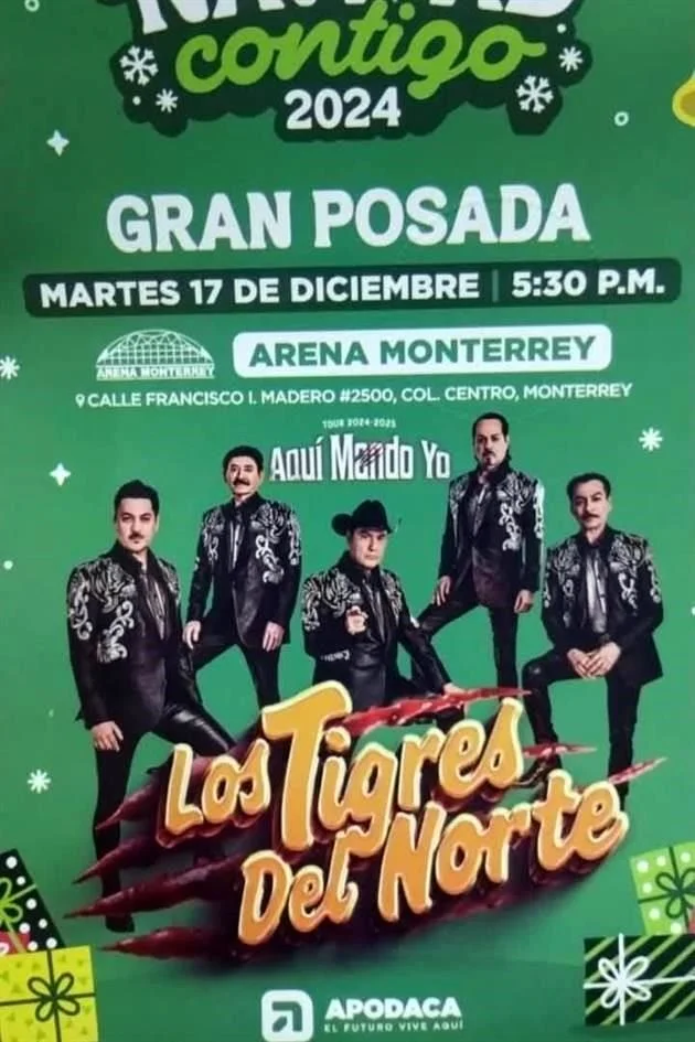 En Apodaca, el Alcalde organiza 37 posadas, incluyendo conciertos de los Tigres del Norte, pero se desconoce el costo de los eventos.