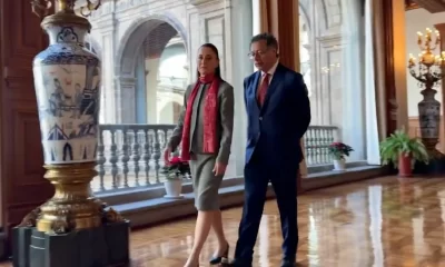 Claudia Sheinbaum recibe a Gustavo Petro en Palacio Nacional