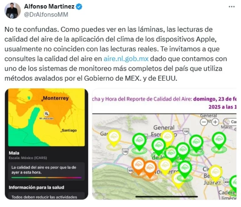 la Secretaría de Medio Ambiente de Nuevo León recomienda utilizar el portal de Sima para obtener datos más precisos y confiables sobre la contaminación del aire en la región.