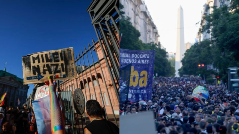 En São Paulo, Brasil, unas 50 personas se reunieron frente al consulado argentino para expresar su repudio a las declaraciones de Milei y a las políticas de discriminación impulsadas tanto por él como por Donald Trump