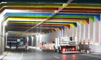 En el puente Gonzalitos, se llevaron a cabo trabajos de limpieza, pintura, barrido, bacheo e iluminación en un tramo de 4,400 metros lineales.