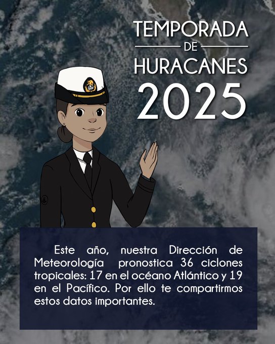 Los nombres asignados a los primeros ciclones ya están definidos: en el océano Pacífico se llamará Alvin, mientras que en el Atlántico el primero será Andrea.