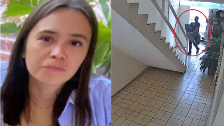 Un video difundido en redes sociales muestra a un hombre, presuntamente jefe y compañero laboral de Lorena, ingresando al edificio con lo que parece ser un cuerpo envuelto en una sábana.