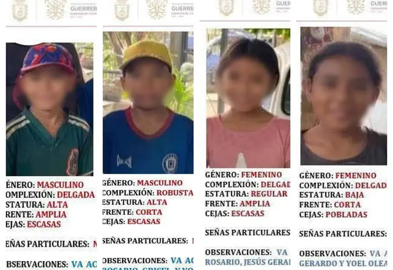 Los cuatro menores reportados como desaparecidos en Acapulco fueron localizados con vida y rescatados en Jojutla, Morelos