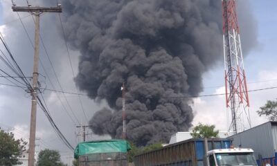 Un fuerte incendio registrado este miércoles en el Parque Industrial Escobedo, en Nuevo León