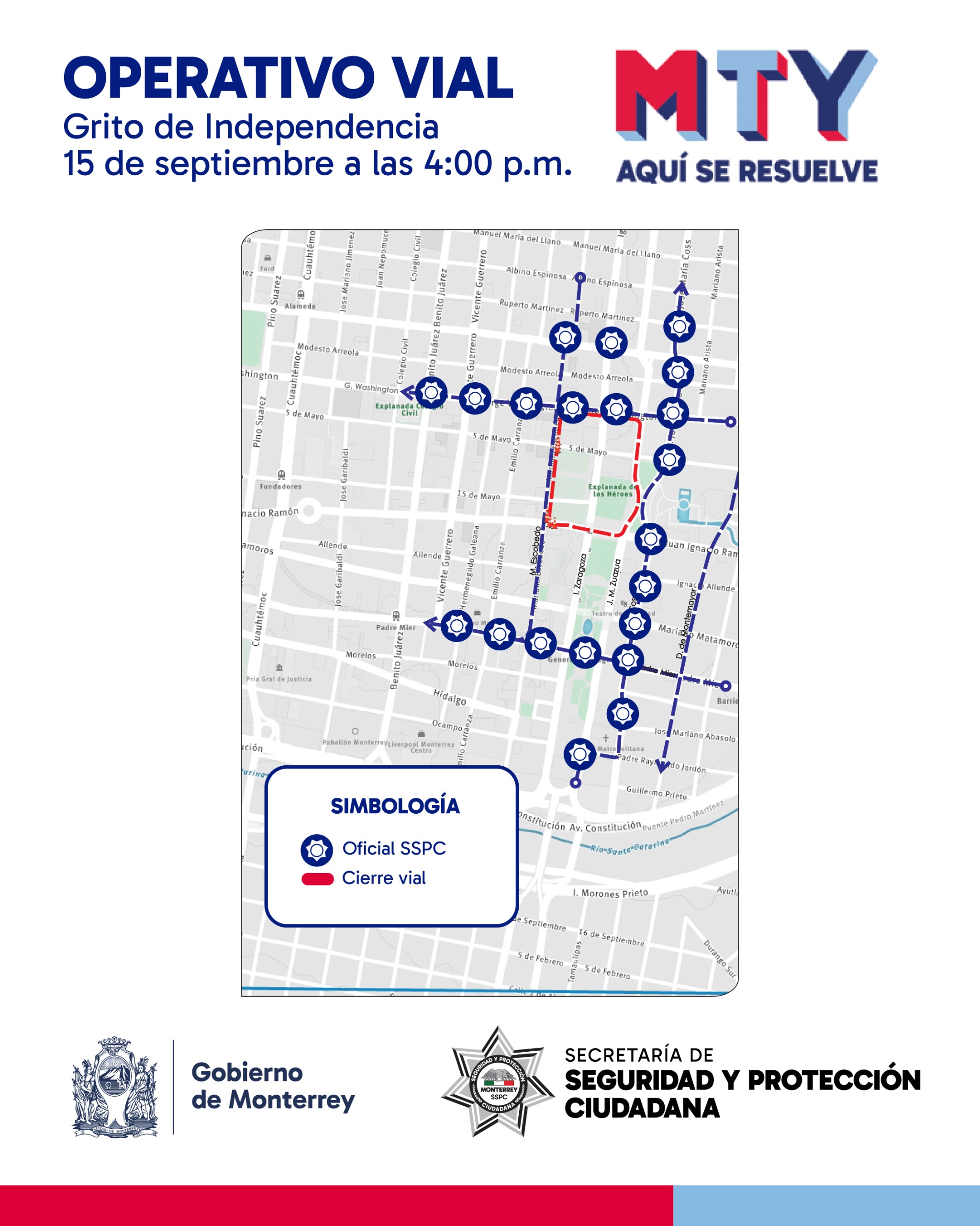 A partir de las 16:00 horas, será cerrada la circulación vehicular en la calle Washington, en los cruces con Zaragoza, Zuazua y Doctor Coss.