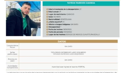 Las autoridades pidieron a la ciudadanía que, en caso de tener información sobre su paradero, se comunique al número 800 020 77 83.
