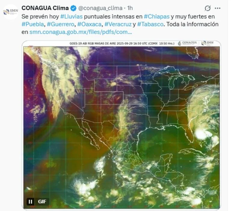 El SMN advirtió también sobre vientos con rachas de hasta 70 km/h en el Golfo de California, Baja California y el Istmo de Tehuantepec, además de vientos de 45 a 60 km/h en varios estados del norte y centro del país.