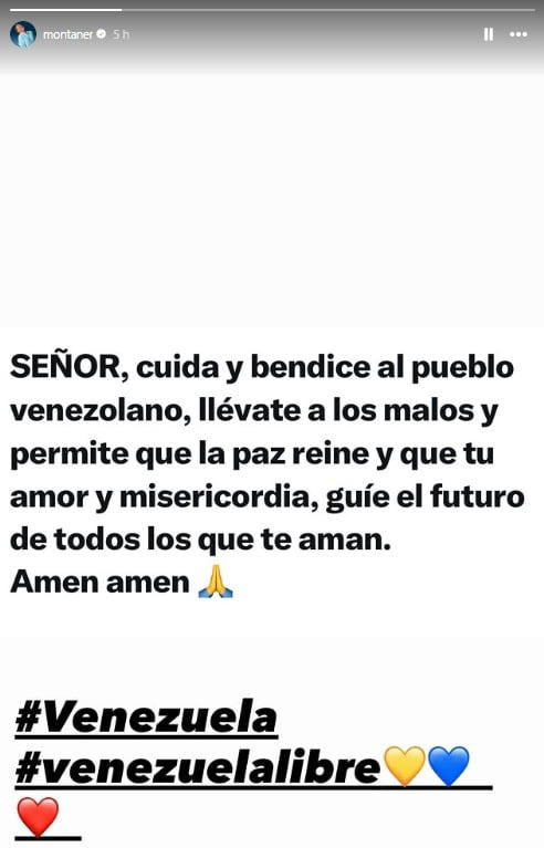 Universo Alicia Machado y la actriz Marjorie de Sousa también publicaron mensajes celebrando lo que consideran un nuevo capítulo para Venezuela.