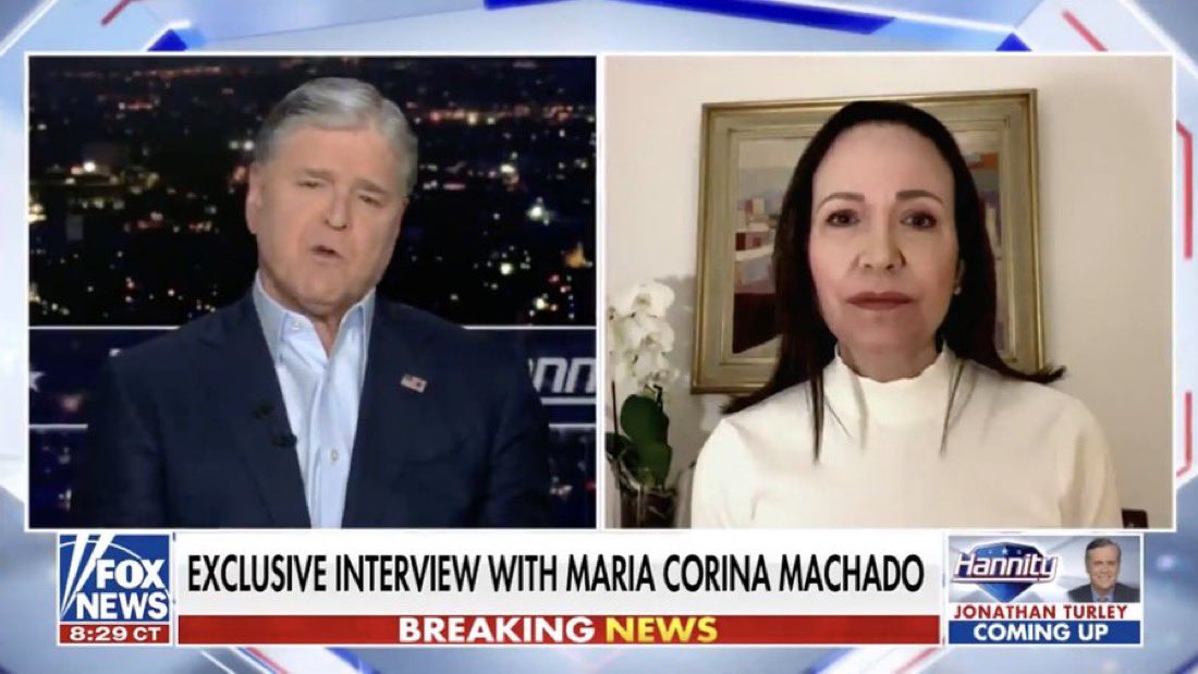 Tras estos hechos, la líder opositora María Corina Machado ofreció una entrevista a Fox News, donde expresó su profundo agradecimiento al mandatario estadounidense