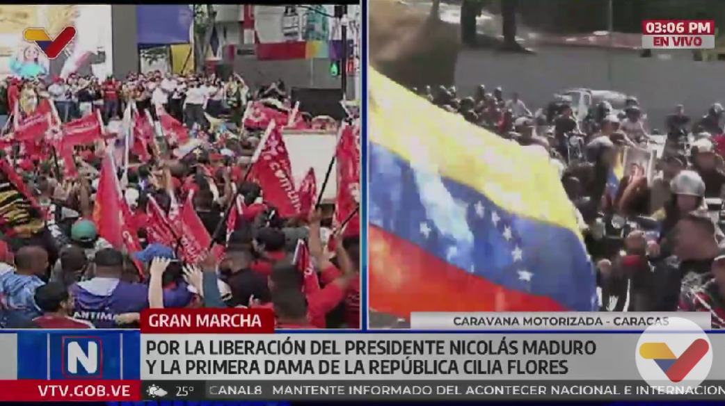 Las concentraciones, difundidas en televisión y redes sociales, muestran caravanas de motos y actos públicos con consignas a favor del mandatario