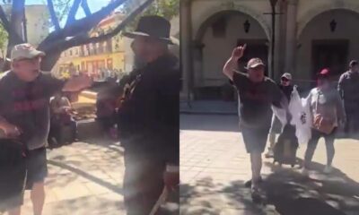 Turista extranjero confronta a manifestantes en el Zócalo de Oaxaca; el altercado quedó en video y generó polémica en redes sociales.