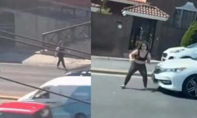 En un video difundido en redes sociales se observa a un oficial de tránsito tratando de alertar a los automovilistas mientras corría detrás de ella