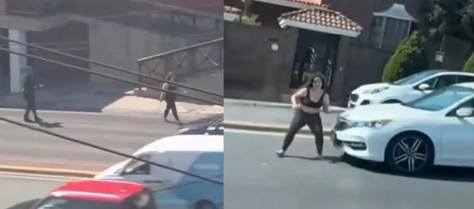 En un video difundido en redes sociales se observa a un oficial de tránsito tratando de alertar a los automovilistas mientras corría detrás de ella