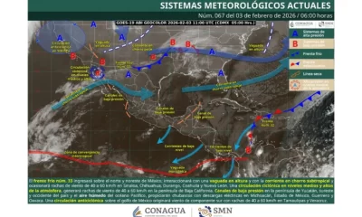 El SMN prevé temperaturas mínimas de -10 a -5 grados centígrados en zonas montañosas de Baja California, Sonora, Chihuahua y Durango; de -5 a 0 grados en áreas altas de Coahuila, Nuevo León, Zacatecas, Estado de México, Puebla y Veracruz