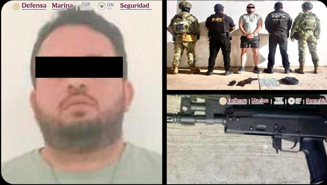 Durante su captura le aseguraron 55 dosis de cristal, un arma de fuego larga, dos cargadores, dos teléfonos celulares y un vehículo