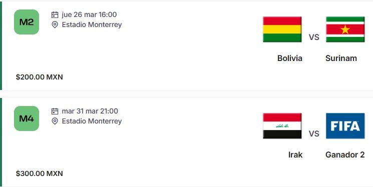 La semifinal está programada para el 26 de marzo y la final el 31 del mismo mes, en una mini competencia que otorgará dos de las últimas seis plazas para la primera Copa del Mundo con 48 selecciones.