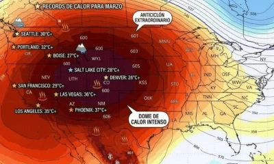 Actualmente, en zonas de Arizona se han registrado valores por encima de los 100 °F (38 °C), mientras ciudades como San Francisco y Sacramento han alcanzado cerca de 90 °F (32 °C).