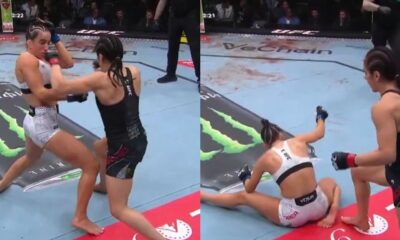 Con una combinación precisa, Grasso conectó un gancho que desestabilizó por completo a su rival, quien cayó sin control al suelo.