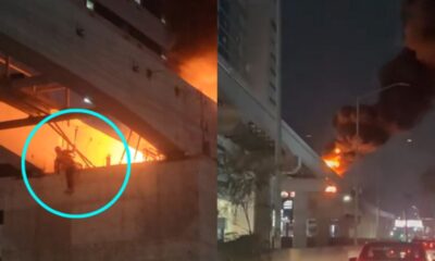 De acuerdo con el testigo que captó las imágenes, el trabajador gritaba desesperadamente mientras buscaba bajar de la columna donde se encontraba al momento del incendio.