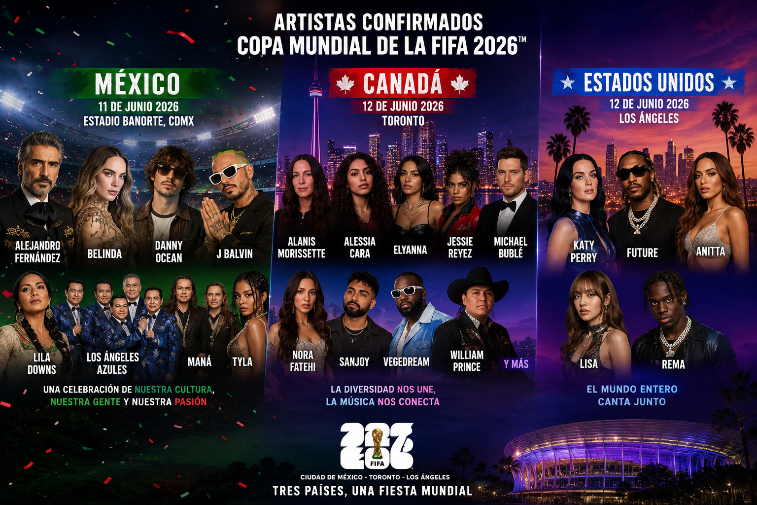 Uno de los elementos principales de la ceremonia será el tradicional papel picado, símbolo representativo de las festividades mexicanas que servirá como conexión visual entre las inauguraciones de México, Canadá y Estados Unidos, países anfitriones del torneo