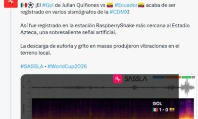 A través de sus redes sociales, SASSLA explicó que "la descarga de euforia y grito en masas produjeron vibraciones en el terreno local".
