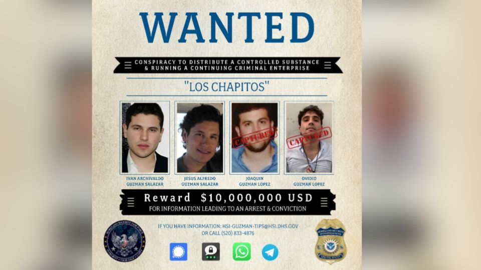 En la publicación, la agencia señaló que los hermanos heredaron parte de la estructura de narcotráfico de su padre, Joaquín 'El Chapo' Guzmán, y continúan siendo objetivos prioritarios para las autoridades.
