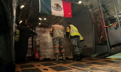 Dos aeronaves de la Fuerza Aérea Mexicana transportaron 854 despensas, equivalentes a 19.5 toneladas de ayuda