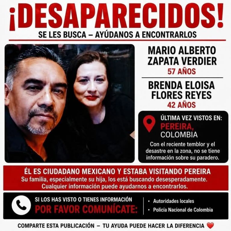 La Cancillería informó que ambos mexicanos fueron incluidos oficialmente en la lista de personas desaparecidas