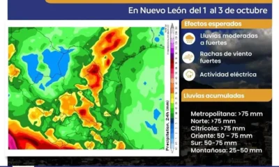 El periodo de mayor acumulación de lluvia se prevé entre el jueves 1 y el sábado 3 de octubre, principalmente en las regiones Norte, Citrícola y Metropolitana
