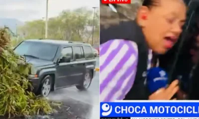 Mientras se encontraban frente a las cámaras, una camioneta tipo Cherokee que circulaba por la avenida derrapó y perdió el control debido a las condiciones de la vialidad, terminando por impactar a los dos trabajadores de prensa