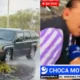 Mientras se encontraban frente a las cámaras, una camioneta tipo Cherokee que circulaba por la avenida derrapó y perdió el control debido a las condiciones de la vialidad, terminando por impactar a los dos trabajadores de prensa