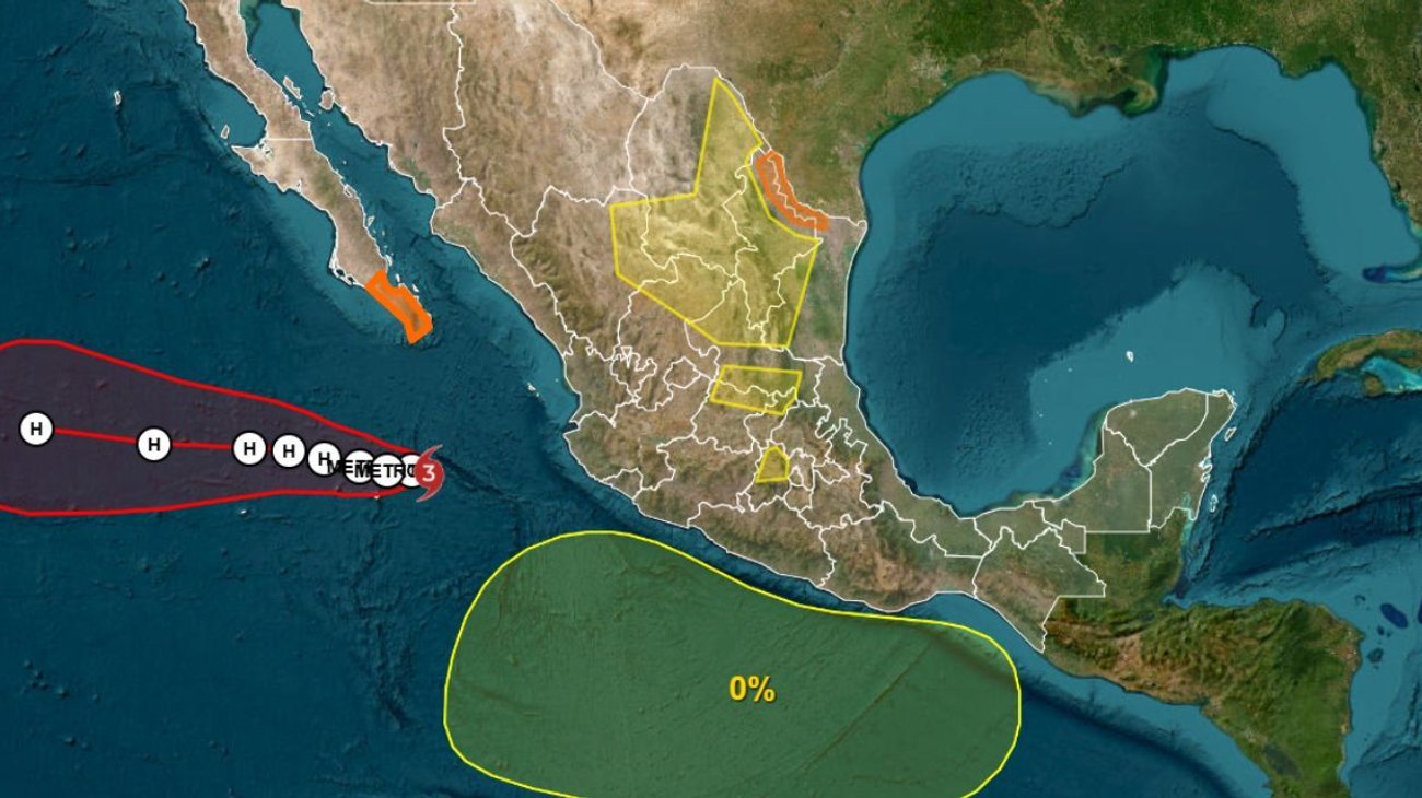 Las bandas nubosas del huracán ya generan lluvias puntuales intensas de entre 75 y 150 milímetros en el sur de Baja California Sur y las zonas centro y sur de Sinaloa.